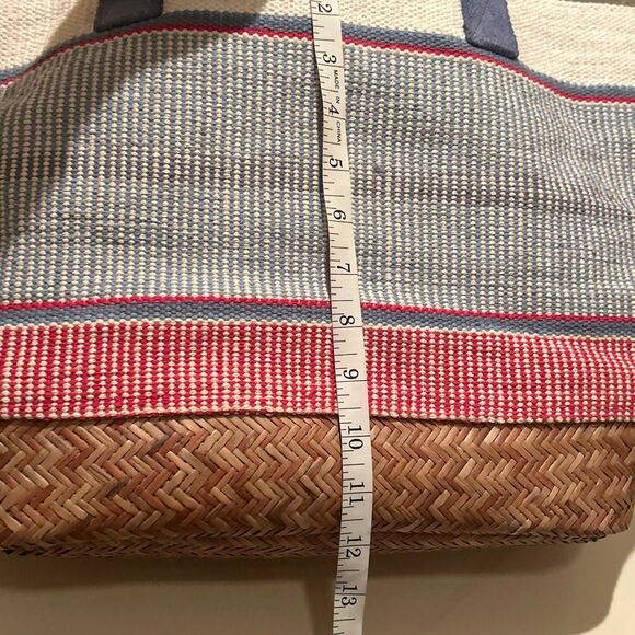Guadalupe Aruba Tote Red White Blue Wide Stripe Cotton Canvas Prep Nautical NWT - Picture 9 of 10